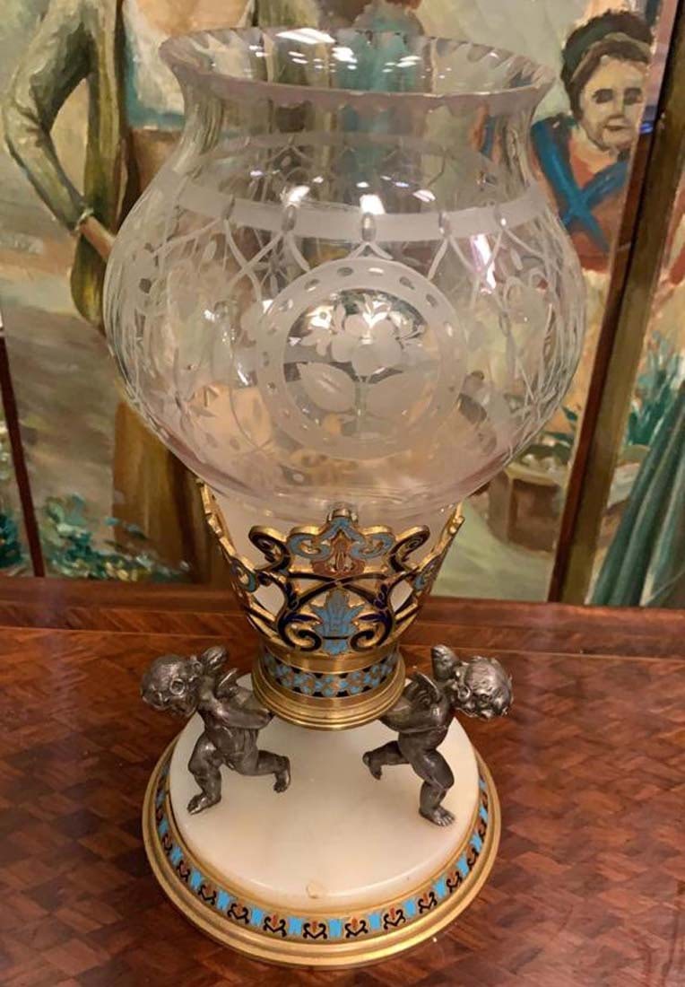 A French Champleve Figural Vase, 19th C. - 2