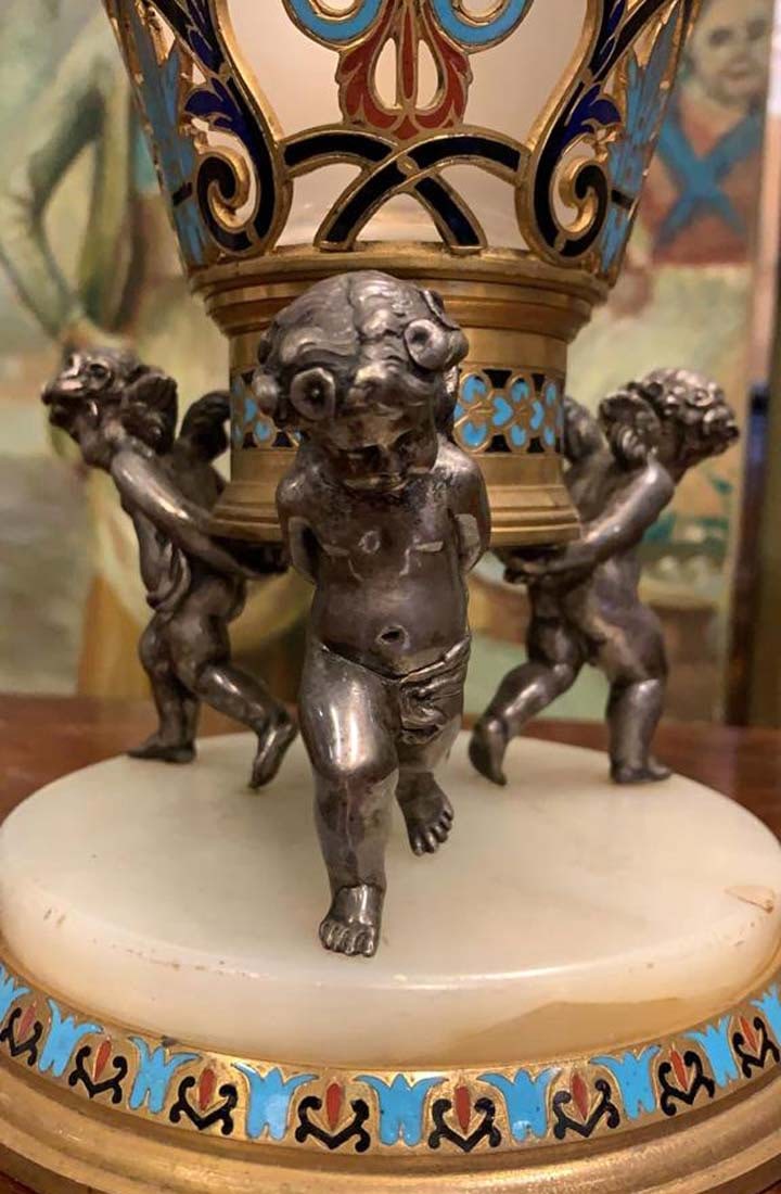 A French Champleve Figural Vase, 19th C. - 6