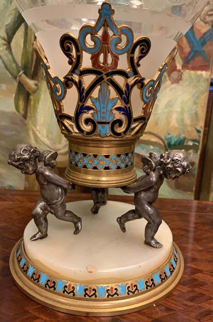 A French Champleve Figural Vase, 19th C. - 7