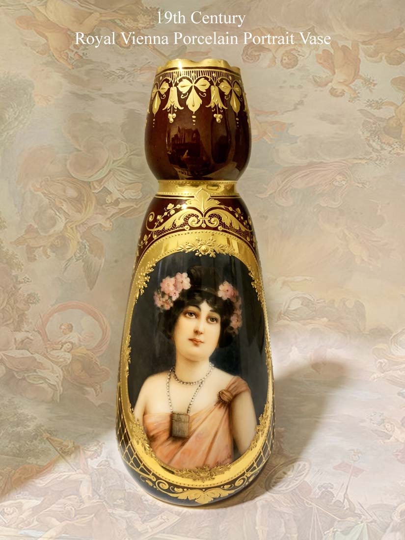 19th C. Royal Vienna Hand Painted Porcelain Vase, Artist Signed (1 of 4)