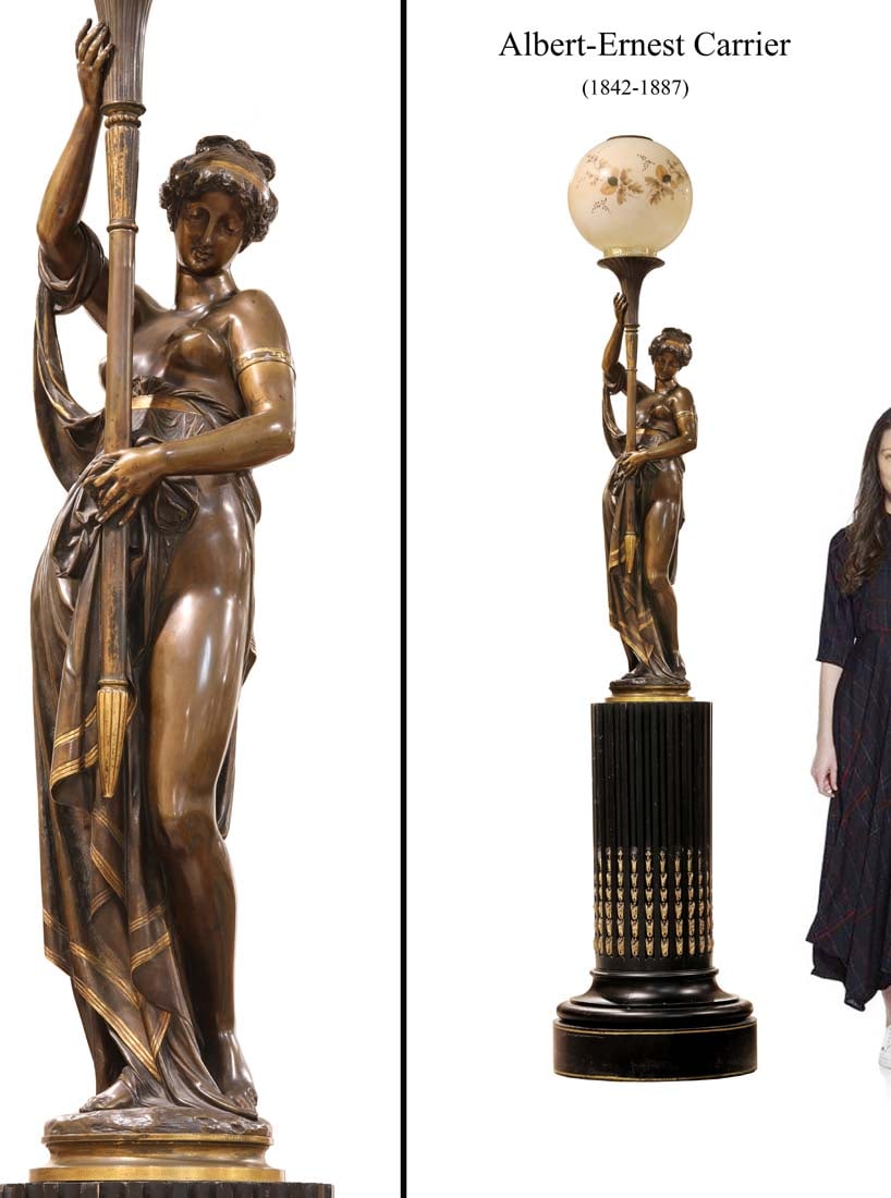 A 19th C. Albert-Ernest Carrier-Belleuse (1824-1887) Signed Torchiere Sculpture (1 of 4)