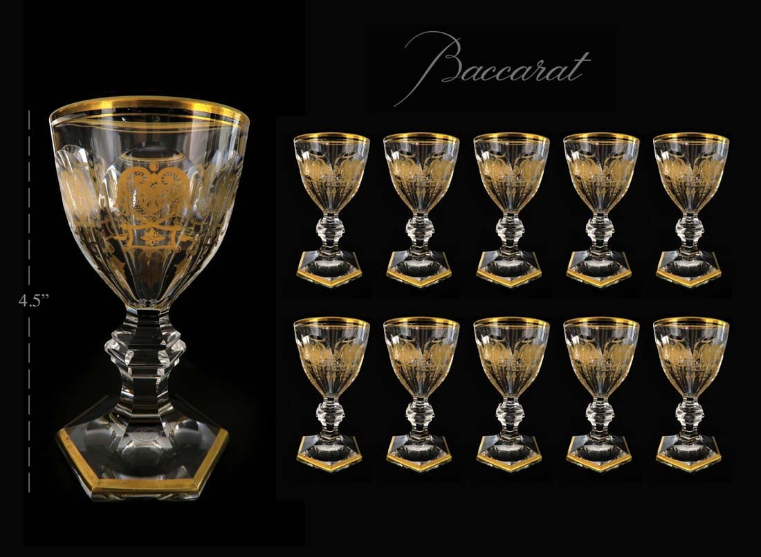 Set of 10 Sherry Stems Genuine Baccarat Crystal, 19th C: 19th C. French Wonderful Set of 10 Sherry Stems are genuine Baccarat crystal. H 4.1/2"