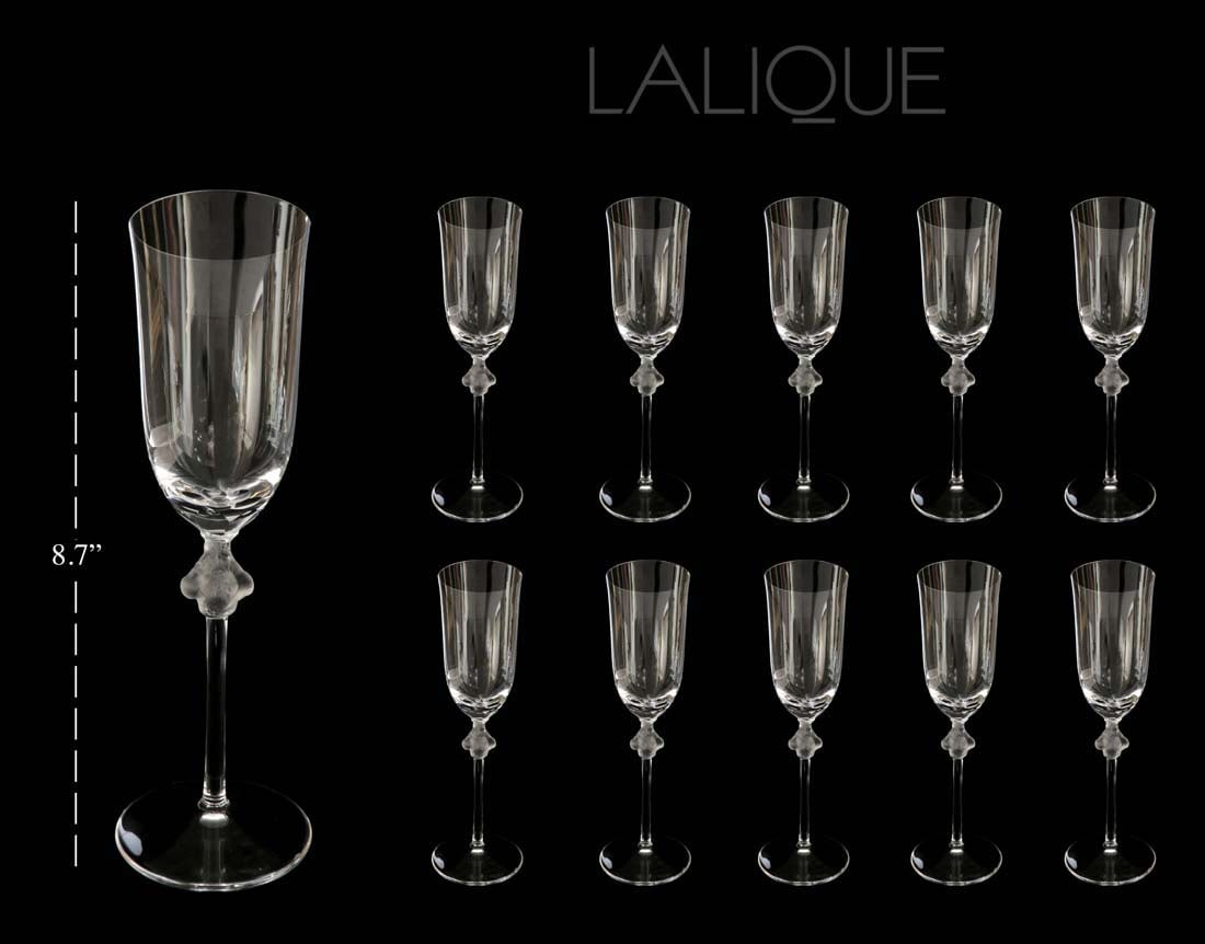Lalique Roxane Crystal Champagne Flute, Set of 10 (1 of 1)
