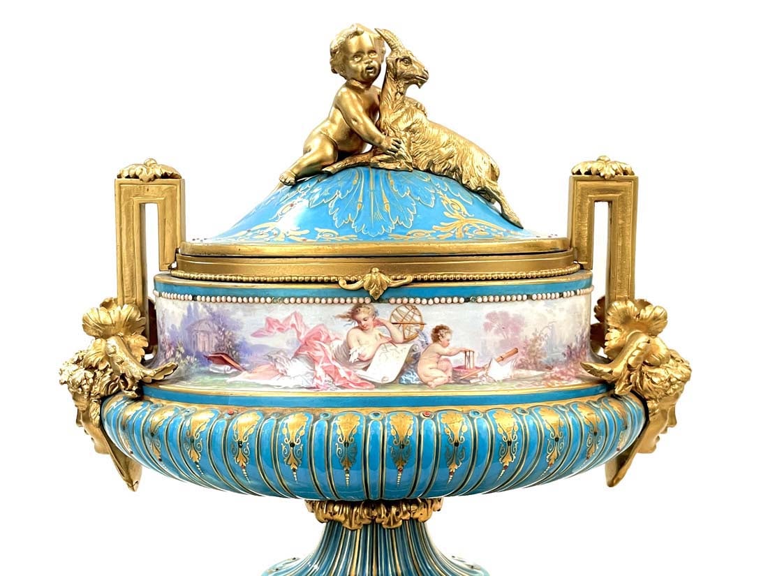 19th C. French Sevres Bronze Clock Set - 7