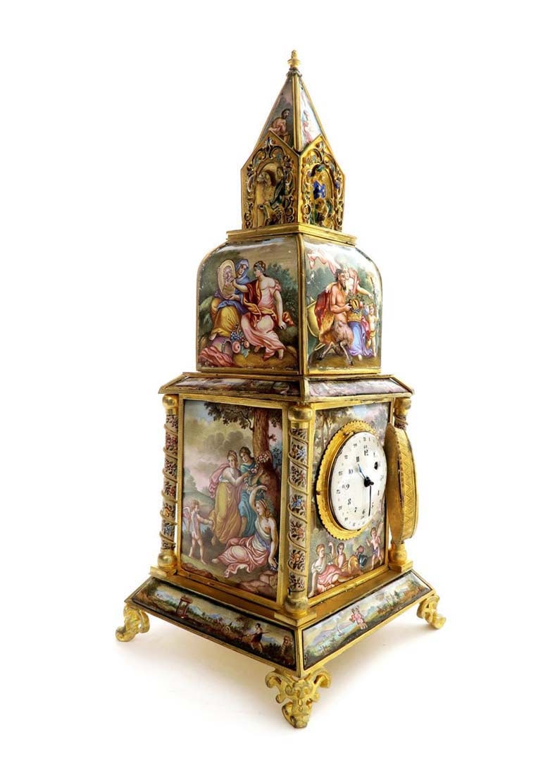 A Large Viennese Enamel Clock - 3