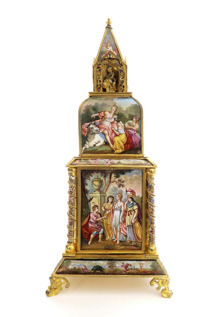 A Large Viennese Enamel Clock - 5