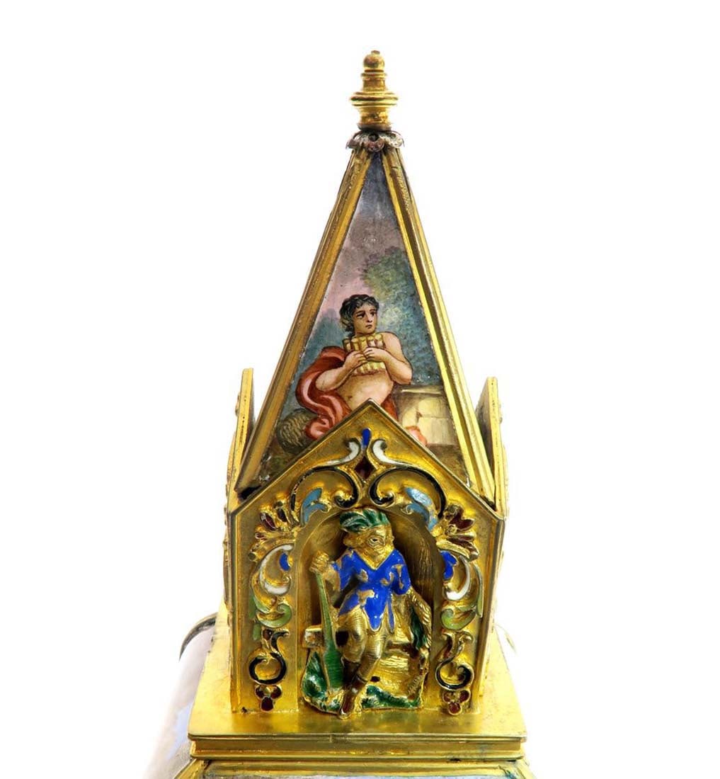 A Large Viennese Enamel Clock - 7