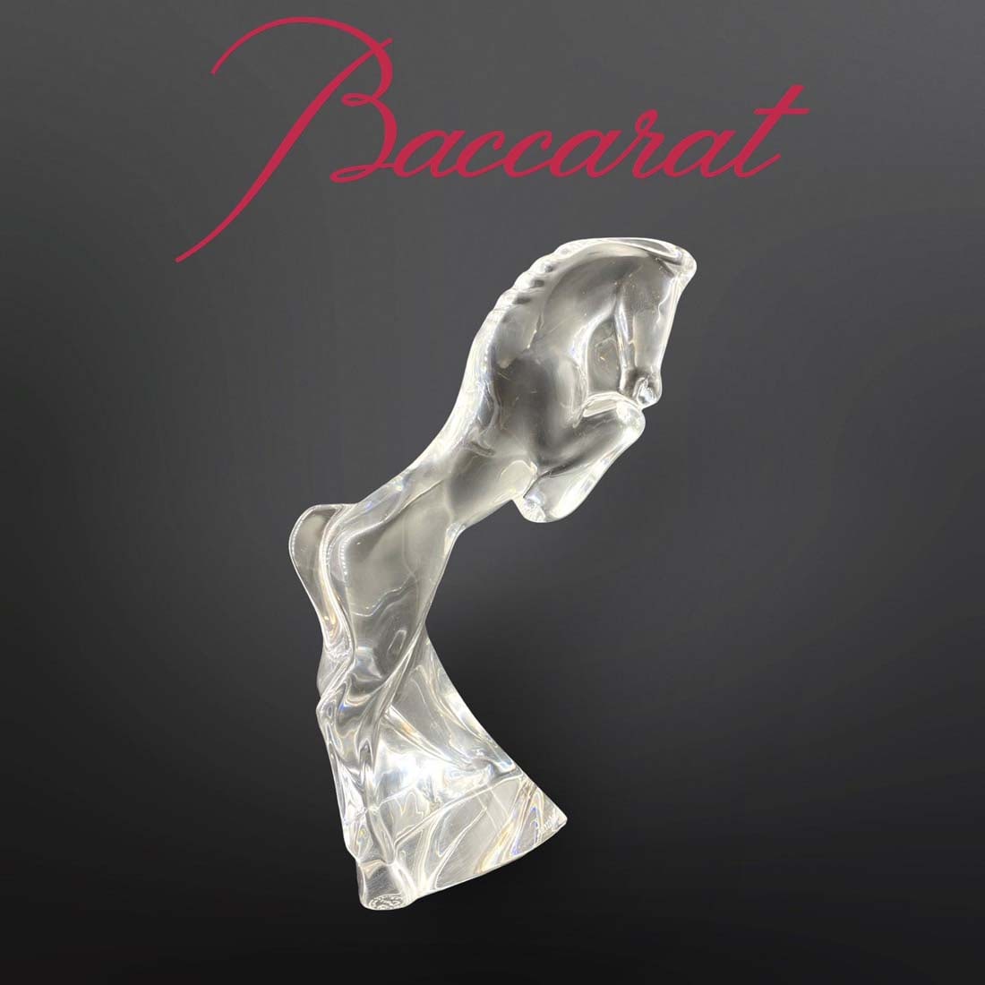 A French Baccarat Rearing Horse Crystal Figurine, Signed (1 of 4)