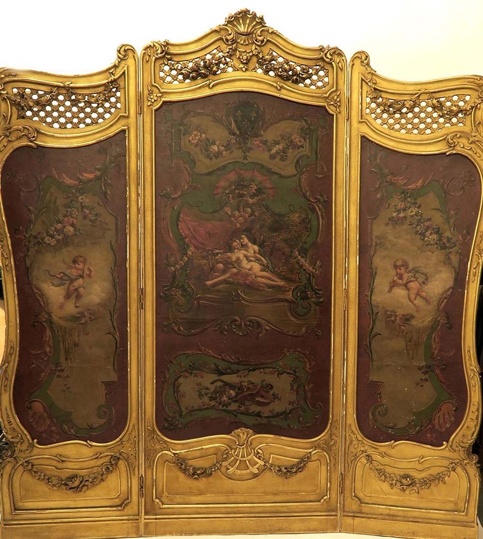 French 19th C. Louis XV 3 Panel Screen - 2