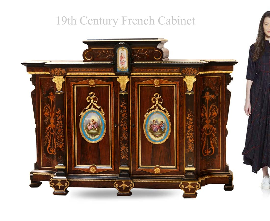 19th Century French Bronze Mounted Commode Cabinet: 19th Century French Bronze Mounted Commode Cabinet. H 51" x 72" x 18"