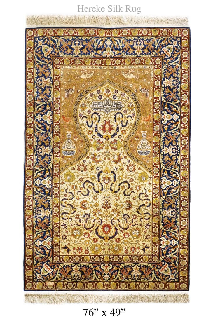 A Large Turkish Hereke Prayer Silk Rug (1 of 1)