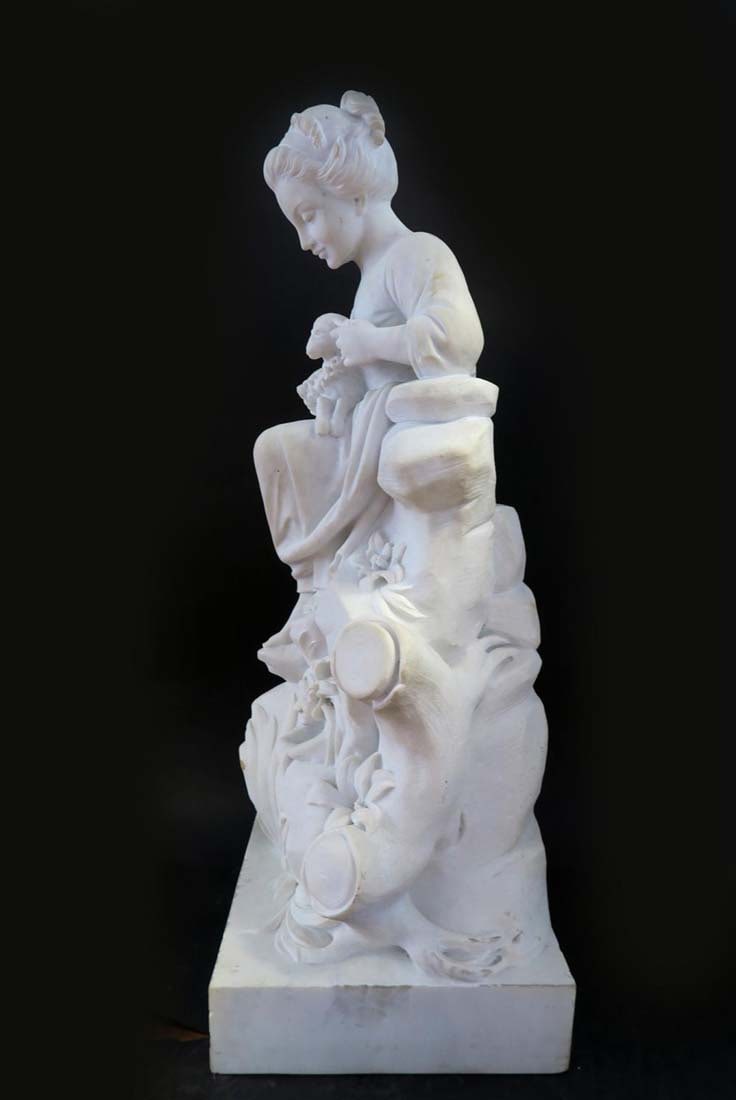 19th C. Exceptional Large Marble Sculpture - 5