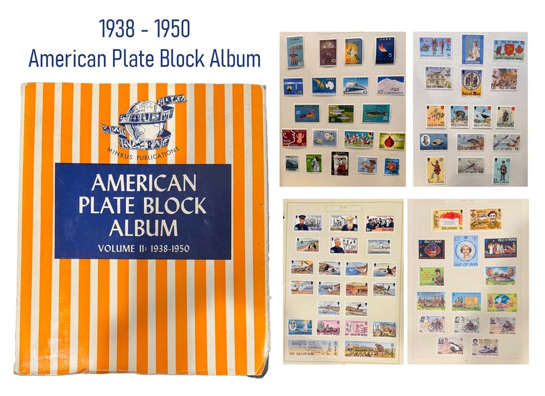 American Plate Block Album ((1938 - 1950 USA Post Stamps): American Plate Block Album ((1938 - 1950 USA Post Stamps), 25 pages.