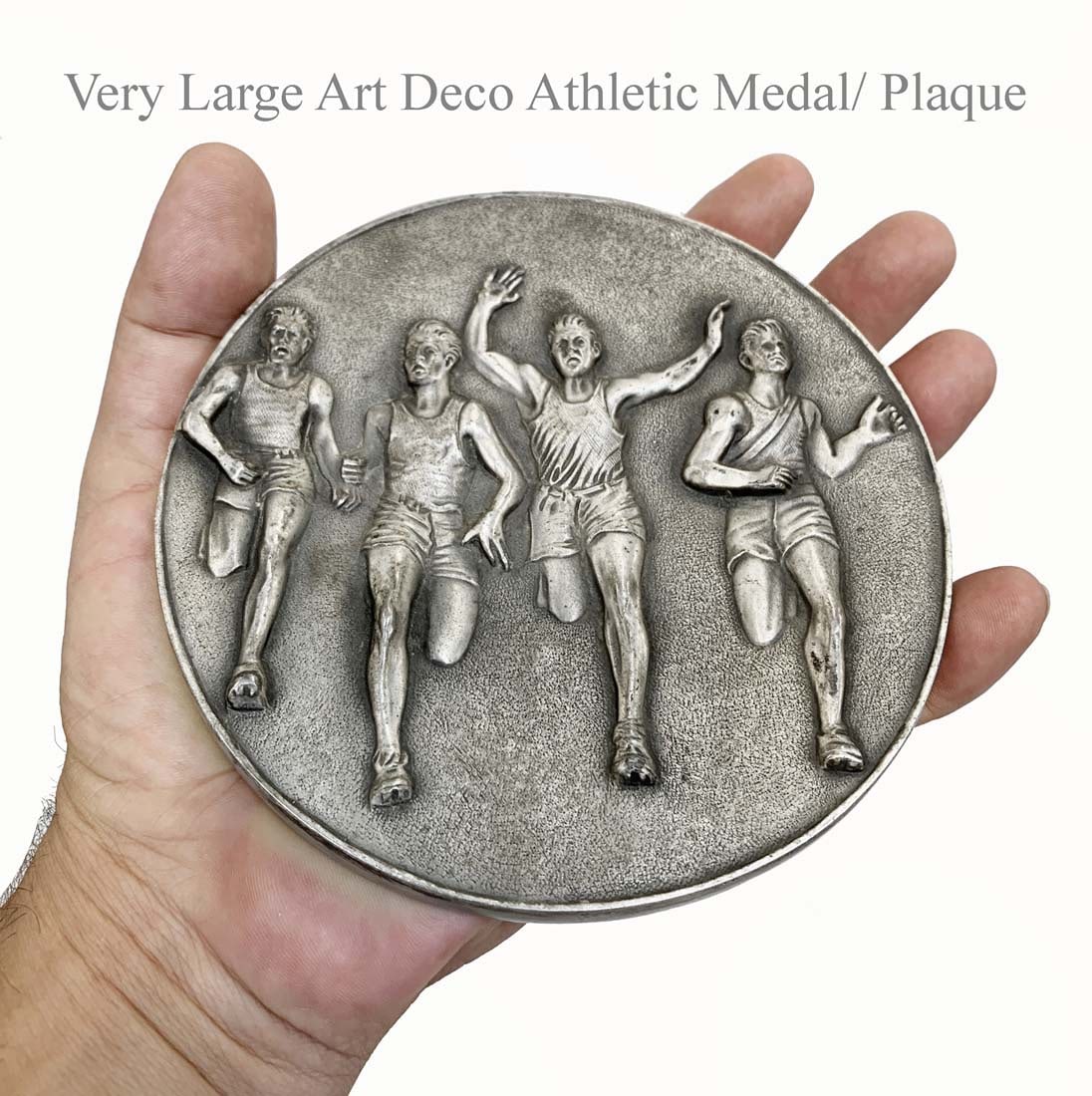 A Very Large Art Deco Athletic Medal/Plaque: A Very Large Art Deco Athletic Medal/Plaque. D 5"