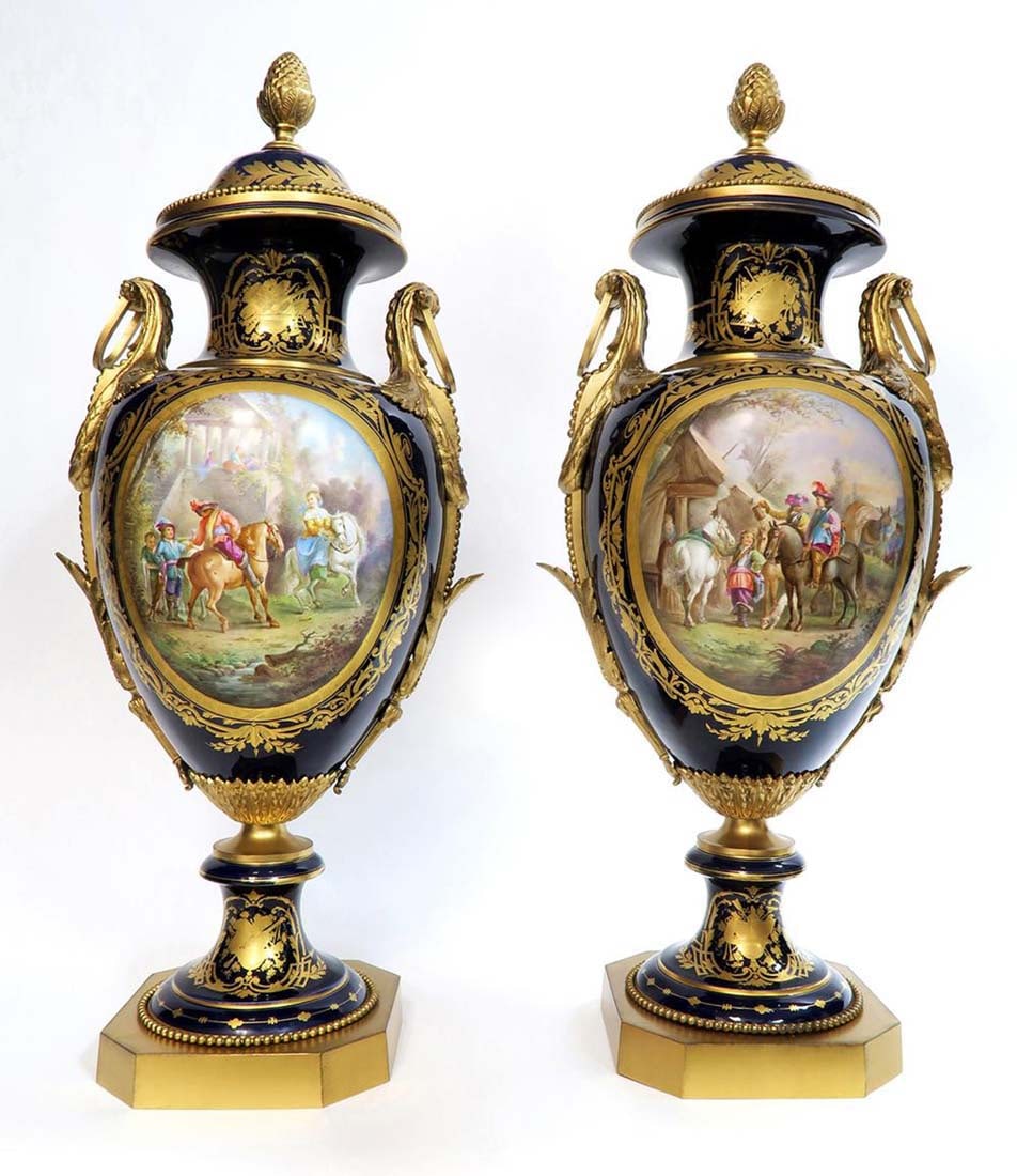 Monumental Pair of Bronze Mounted Sevres Vases, 19th C. - 2