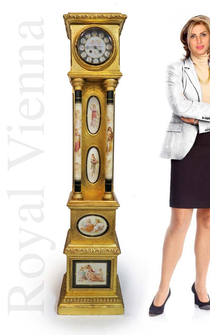 A LARGE 19TH C. AUSTRIAN ROYAL VIENNA CLOCK: A LARGE 19TH C. AUSTRIAN ROYAL VIENNA CLOCK. H 63.1/2"