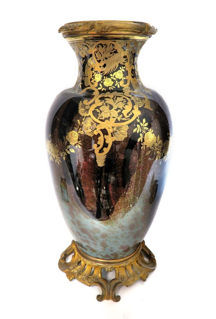 A Large Parcel Gilt & Bronze Mounted Mottled Glass Vase (1 of 4)
