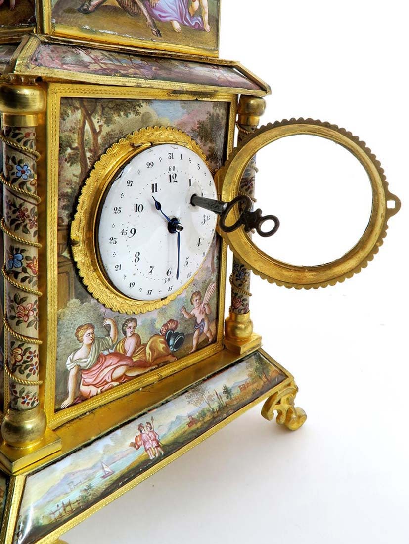 A Large Viennese Enamel Clock - 11