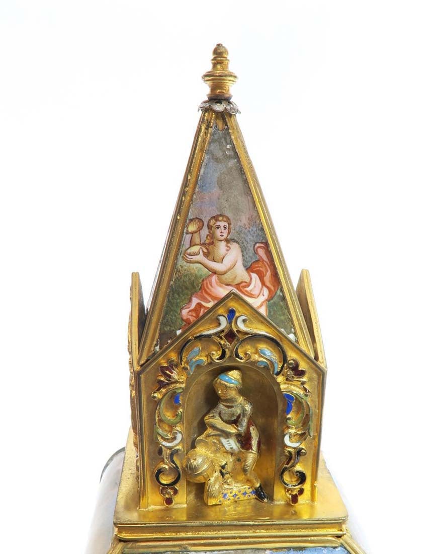 A Large Viennese Enamel Clock - 9