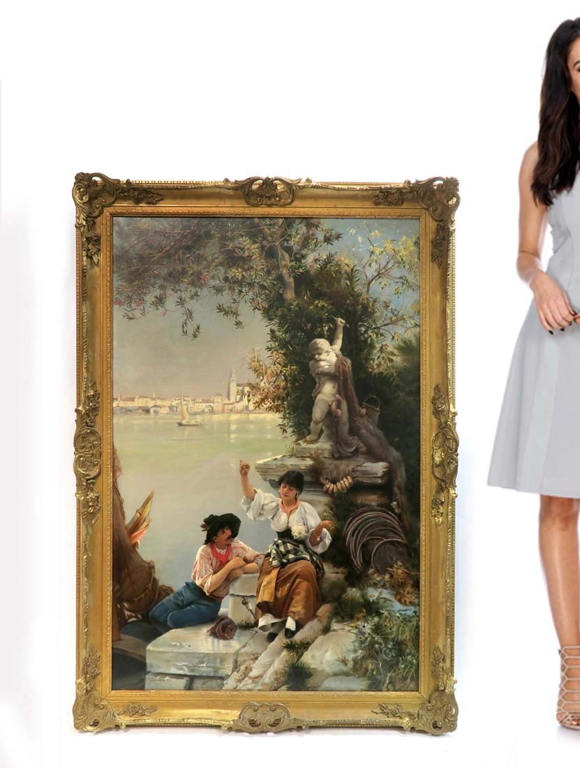 Francois-Alfred Delobbe (French, 1835-1920) Oil/Canvas: Francois-Alfred Delobbe (French, 1835-1920) Oil on Canvas. Signed lower left. Francois-Alfred Delobbe, a pupil of Thomas Couture and William Bouguereau, was a talented naturalist artist, who excelled