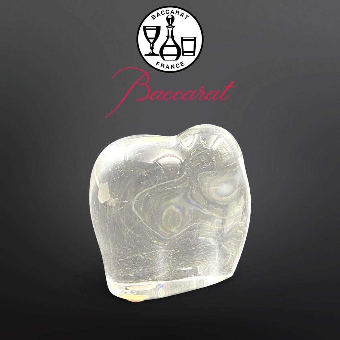 A French Baccarat Elephant Figurine Crystal Paperweight, Signed (1 of 4)