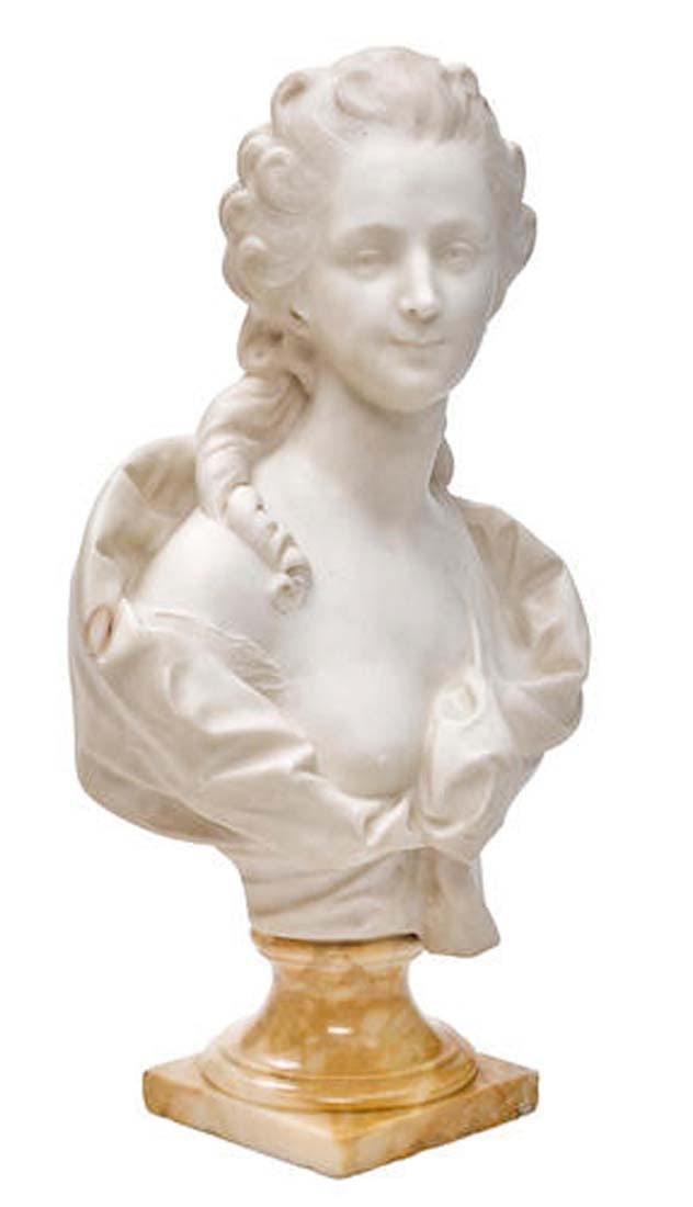19th C. French White Marble Bust on Sienna Marble Socle (1 of 1)
