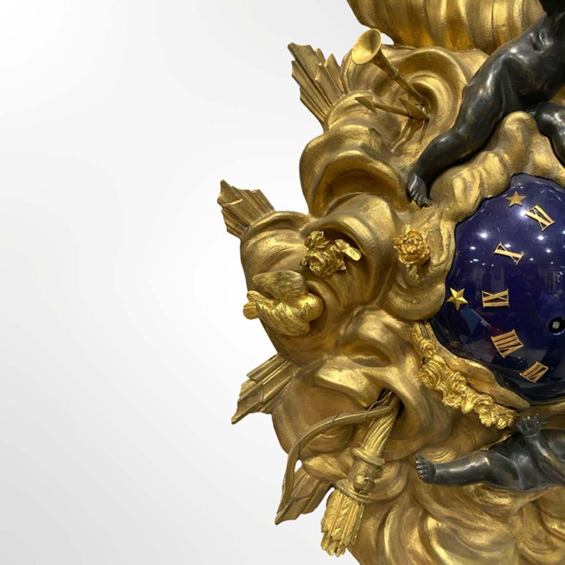 19th C. French Enamel Figural Bronze Wall Clock - 2