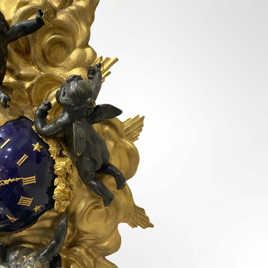 19th C. French Enamel Figural Bronze Wall Clock - 3