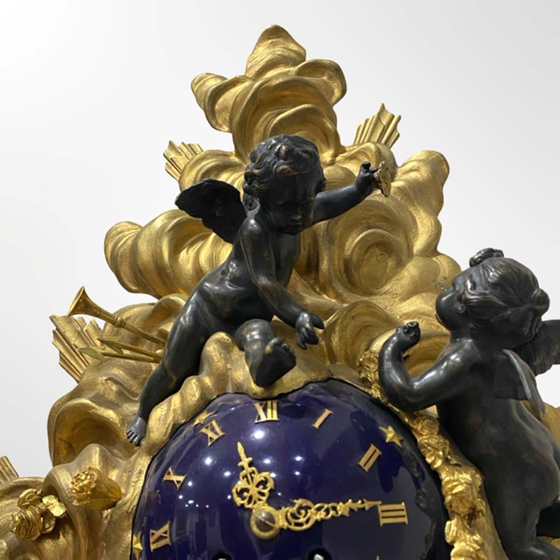 19th C. French Enamel Figural Bronze Wall Clock - 4