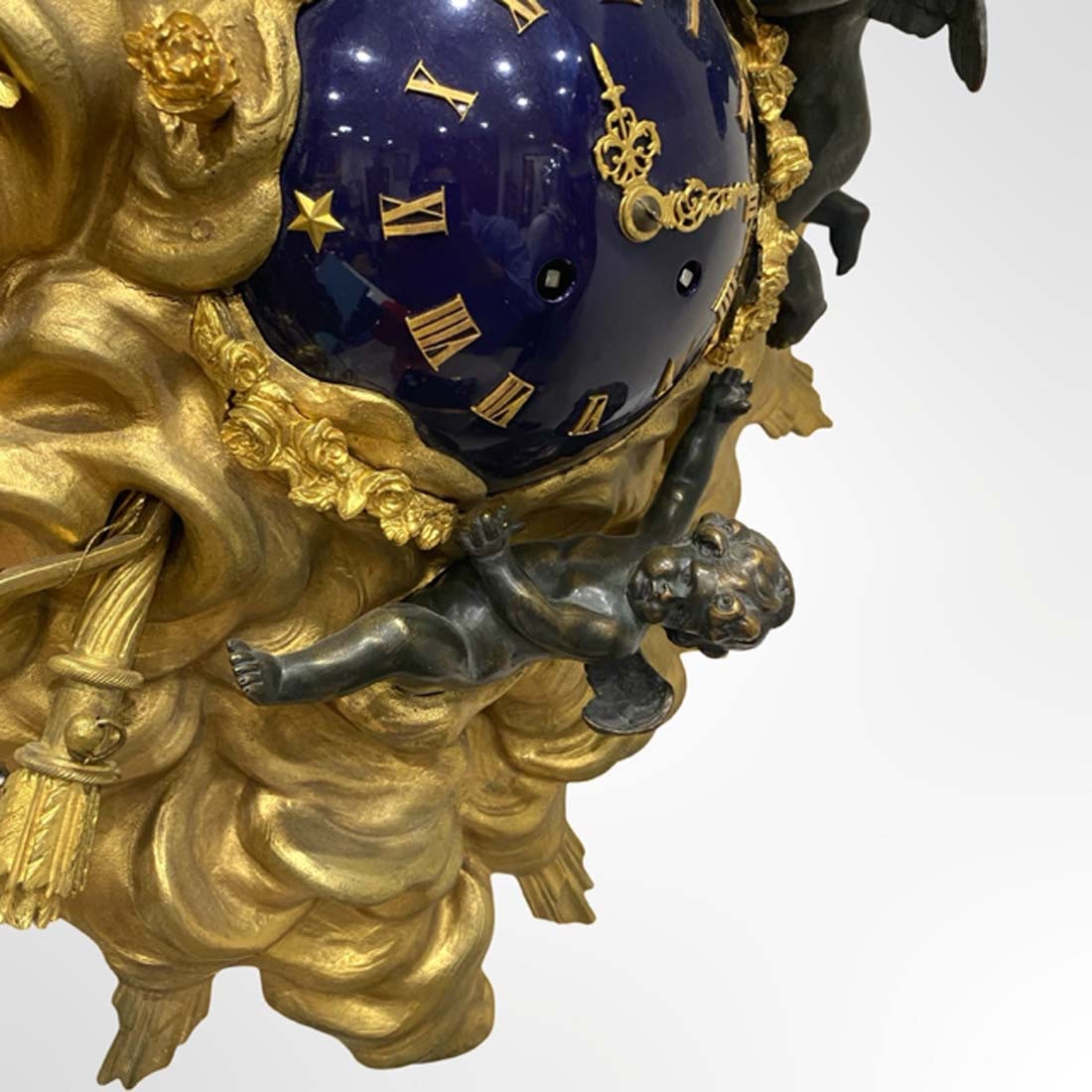 19th C. French Enamel Figural Bronze Wall Clock - 5