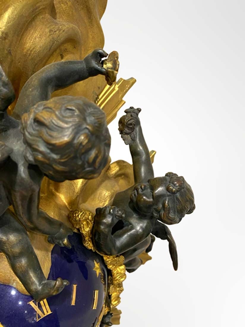 19th C. French Enamel Figural Bronze Wall Clock - 6
