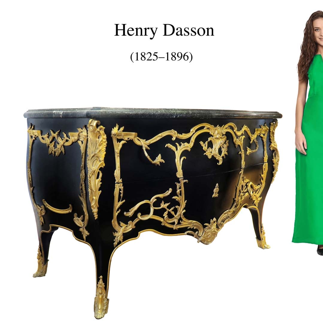 Henry Dasson Ormolu Bronze / Marble Commode, 19th C.: 19th Century French Ormolu Bronze, Marble Commode/Cabinet, Stamped By Dasson. 60" x 24" x H 35"