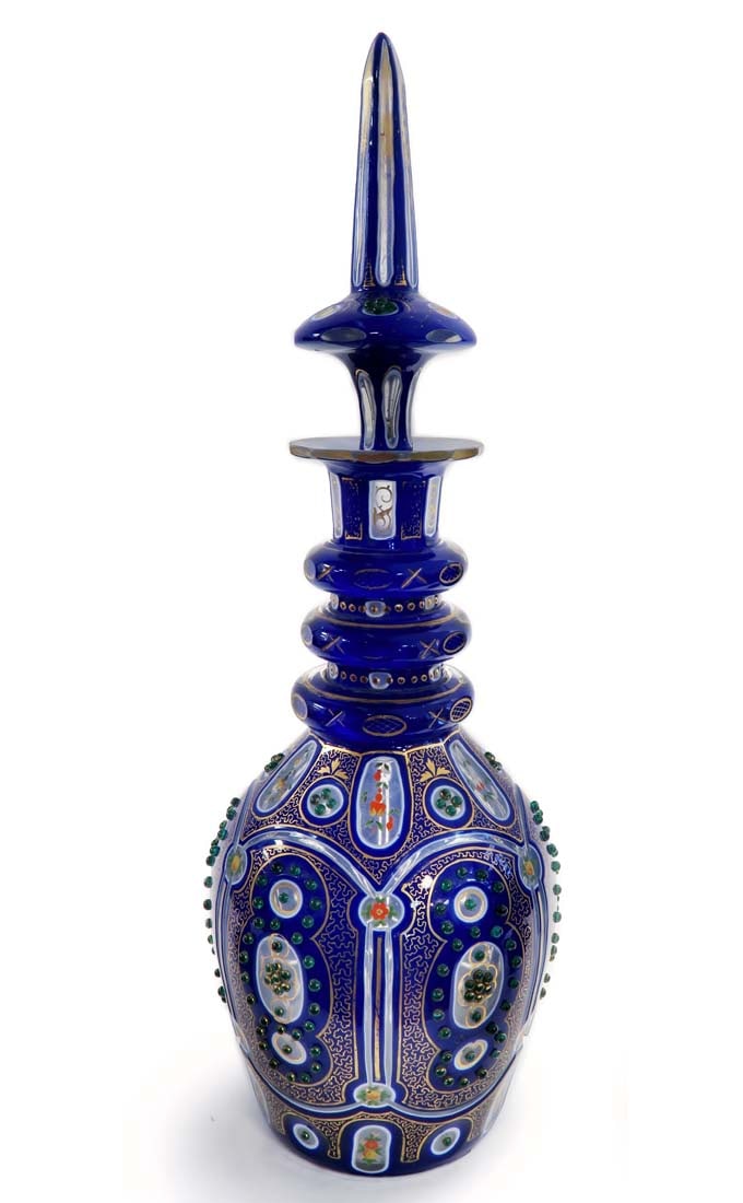 19th C. Persian Qajar Bohemian Ruby Cut-Glass Decanter - 2