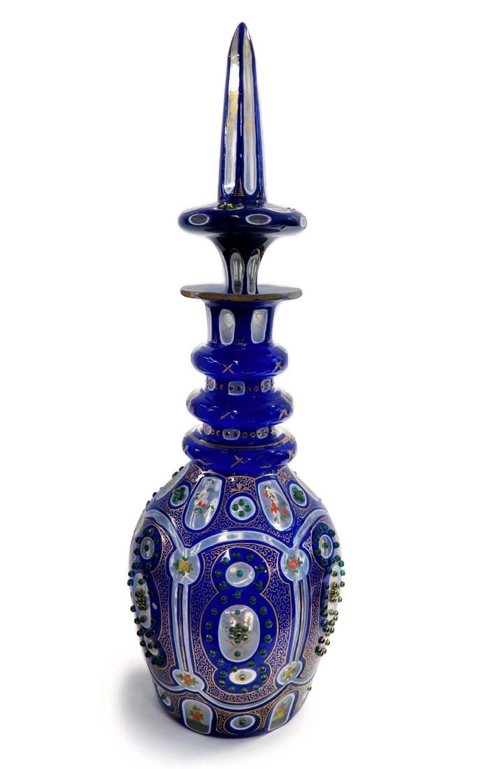 19th C. Persian Qajar Bohemian Ruby Cut-Glass Decanter - 3