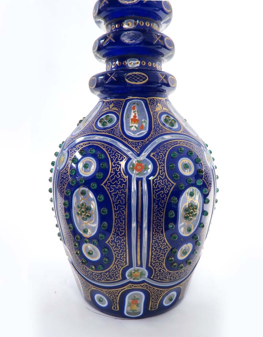 19th C. Persian Qajar Bohemian Ruby Cut-Glass Decanter - 4
