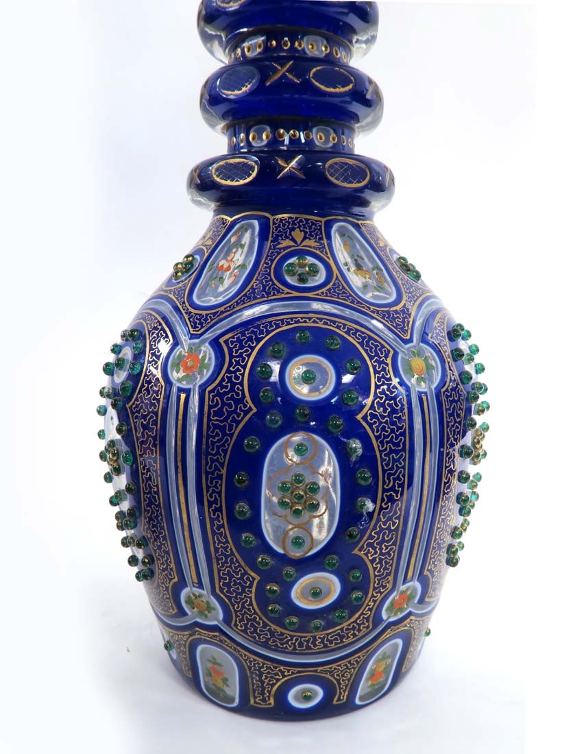 19th C. Persian Qajar Bohemian Ruby Cut-Glass Decanter - 5