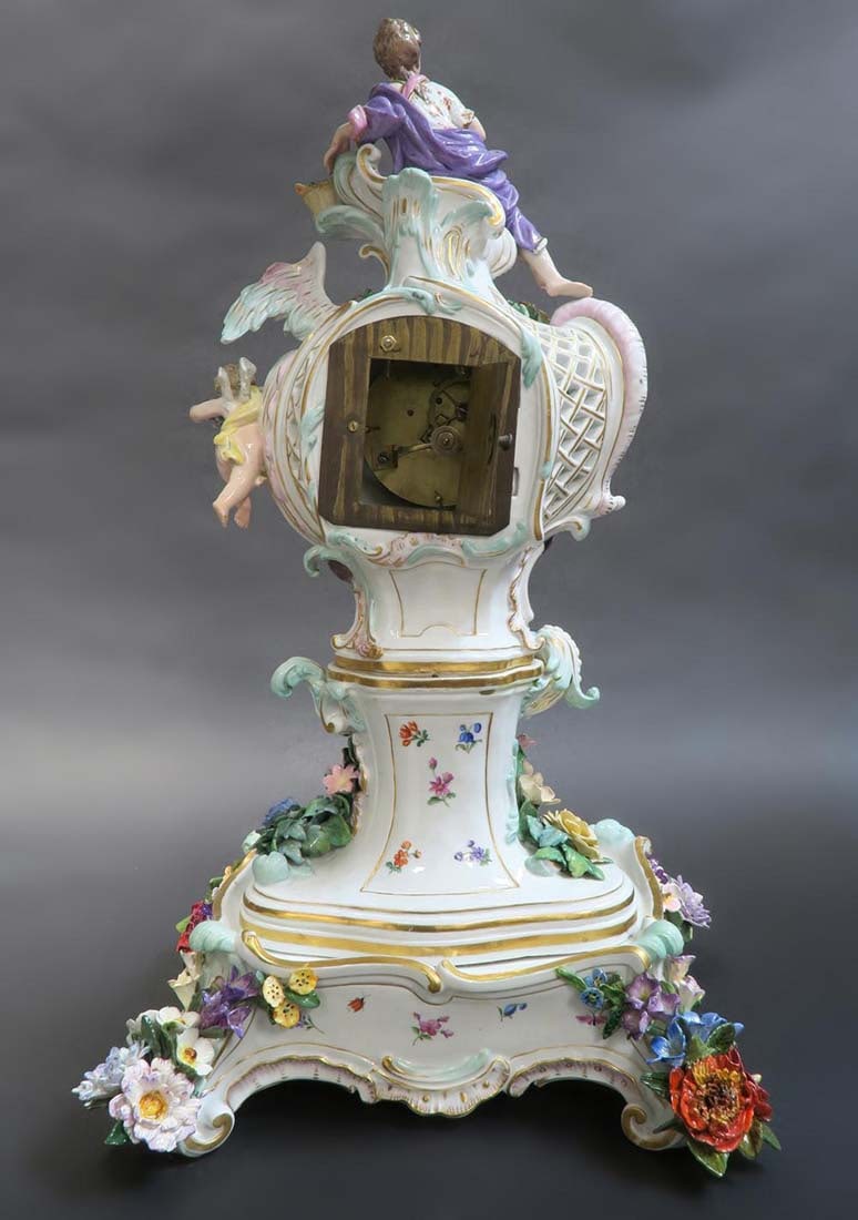 Large 19th C. Meissen Figural Clock Set - 3