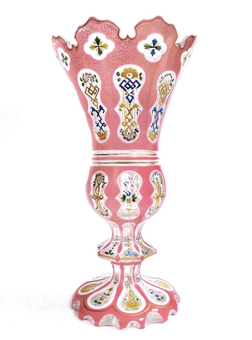 19th C. Large Bohemian Cut Crystal Vase: 19th C. Large Bohemian Cut Crystal Vase. H 10" x W 5.7"
