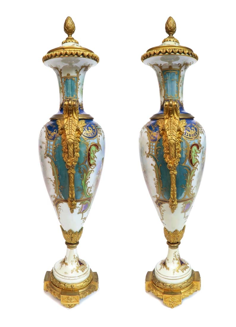 A Pair of Art Nouveau Sevres Porcelain Vases - 4