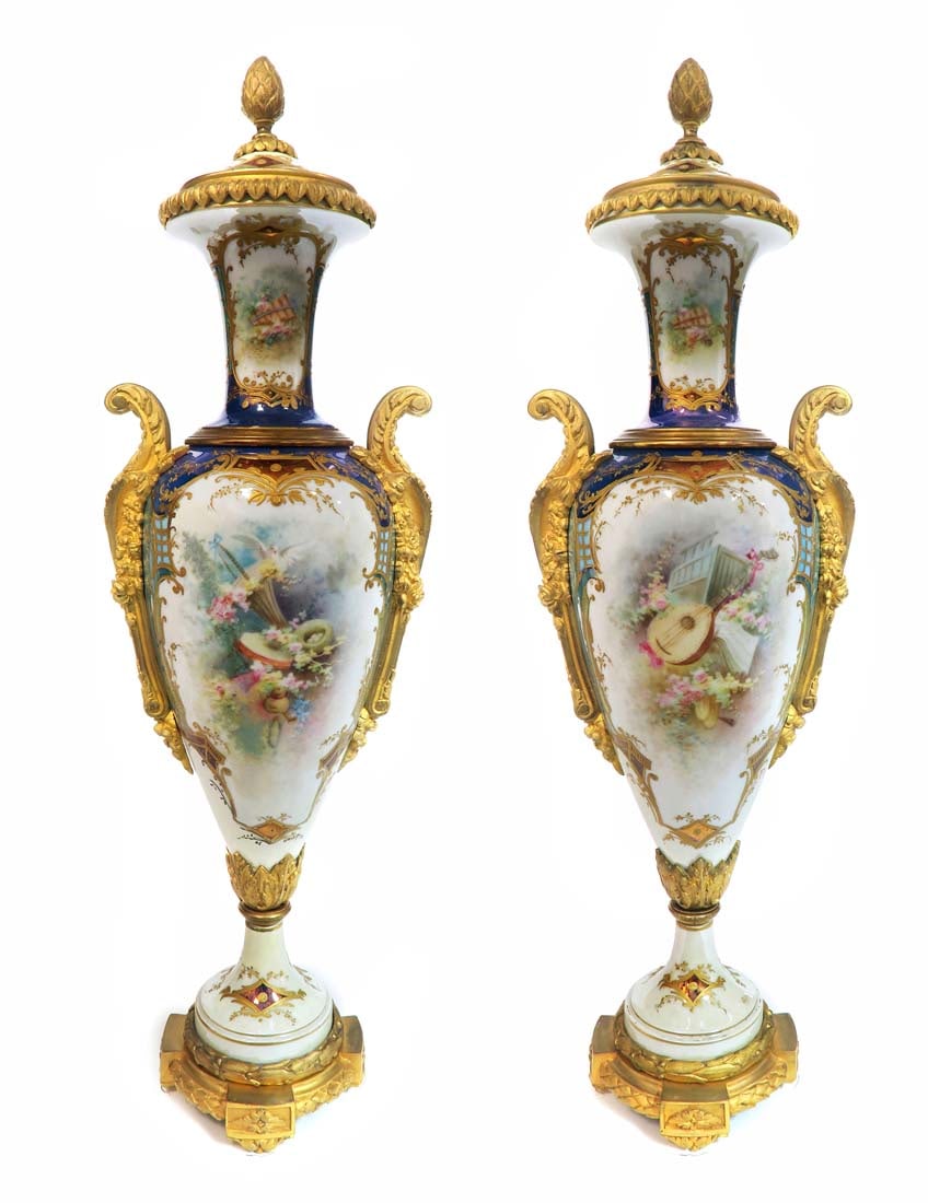 A Pair of Art Nouveau Sevres Porcelain Vases - 7