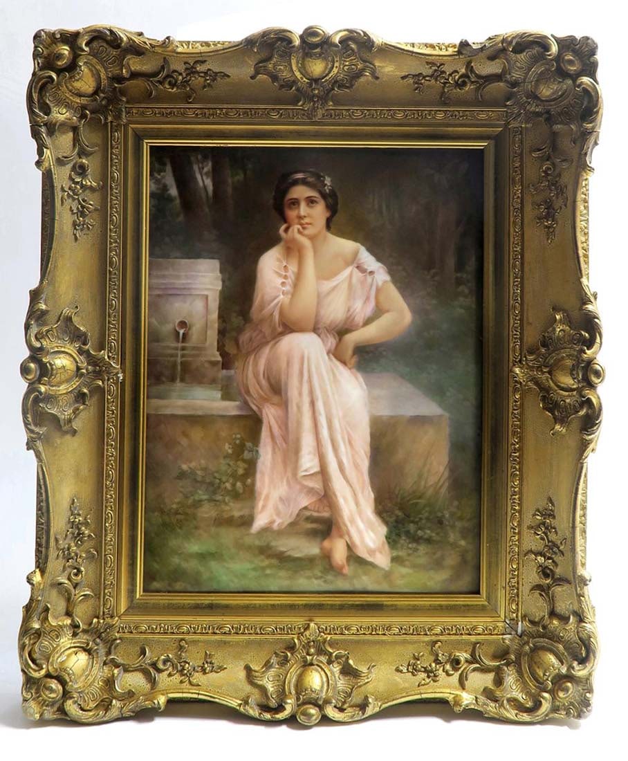 A Monumental Museum Quality Framed Berlin KPM Plaque: A Monumental Museum Quality Framed Berlin KPM Porcelain Plaque. Frame: 23.5" x 19.5", Plaque: 16" x 12"