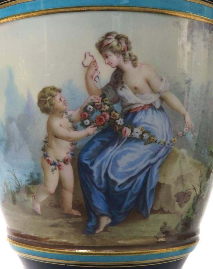 A PAIR OF SEVRES JEWELED PORCELAIN FIGURAL VASES - 11