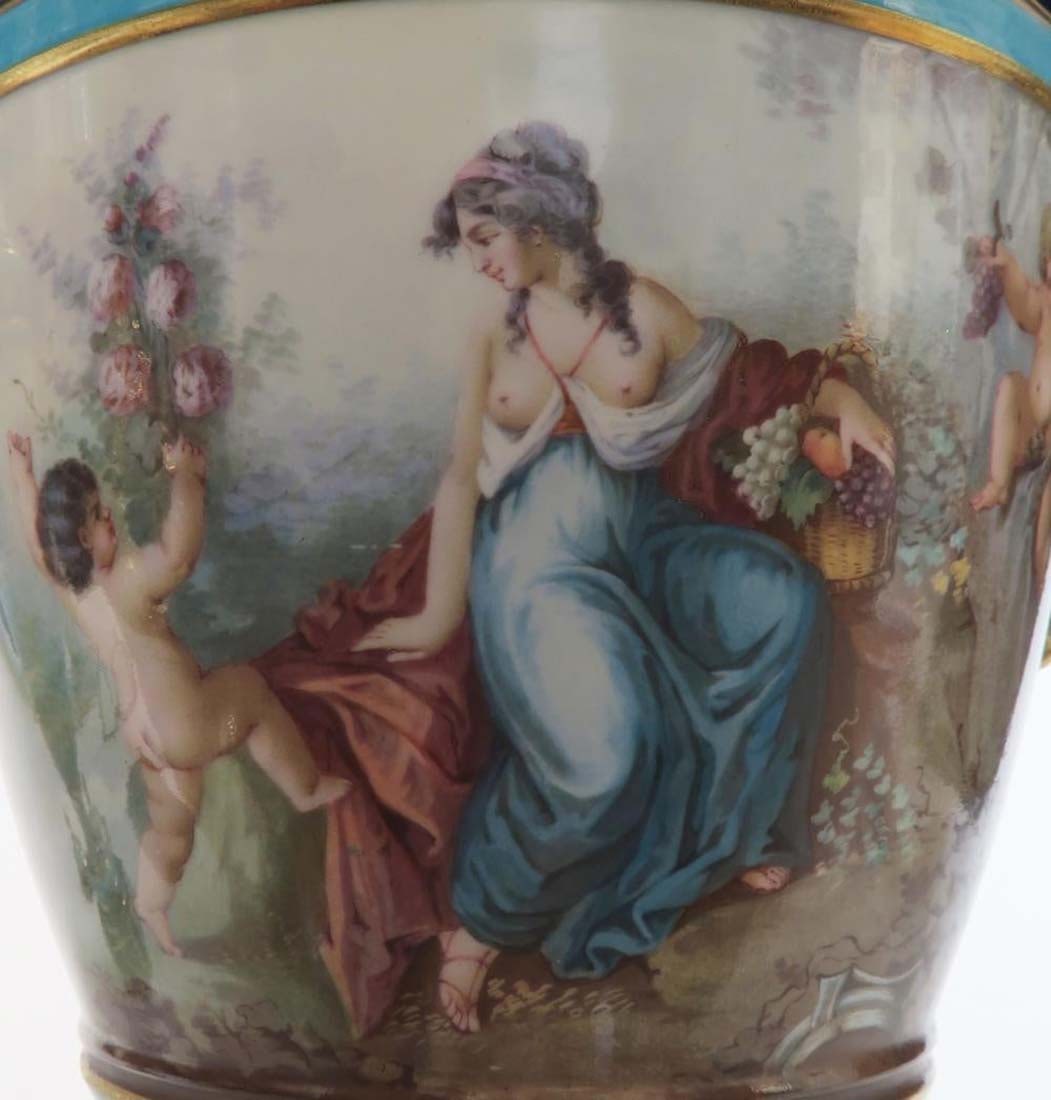 A PAIR OF SEVRES JEWELED PORCELAIN FIGURAL VASES - 8