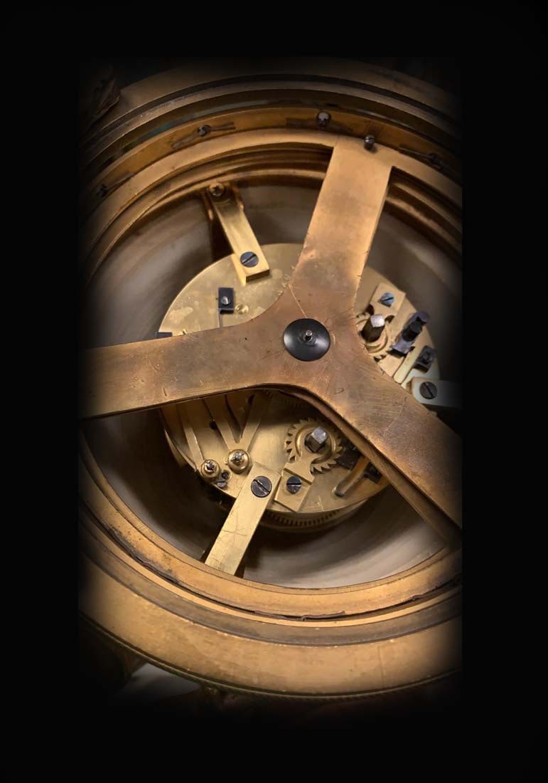 19TH C. LOUIS XVI GILT BRONZE & MARBLE ROTARY CLOCK - 10