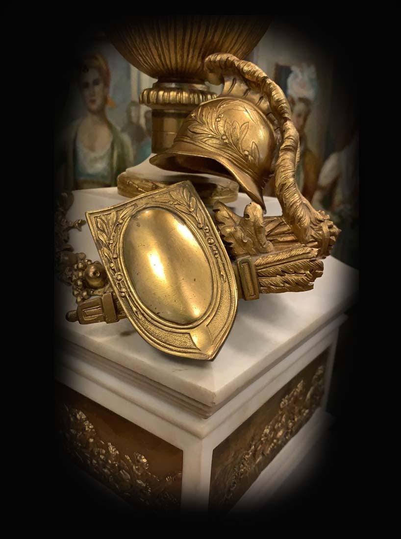 19TH C. LOUIS XVI GILT BRONZE & MARBLE ROTARY CLOCK - 5