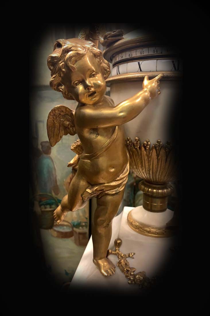 19TH C. LOUIS XVI GILT BRONZE & MARBLE ROTARY CLOCK - 6