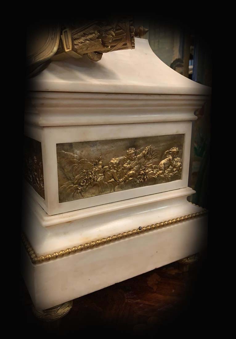19TH C. LOUIS XVI GILT BRONZE & MARBLE ROTARY CLOCK - 8
