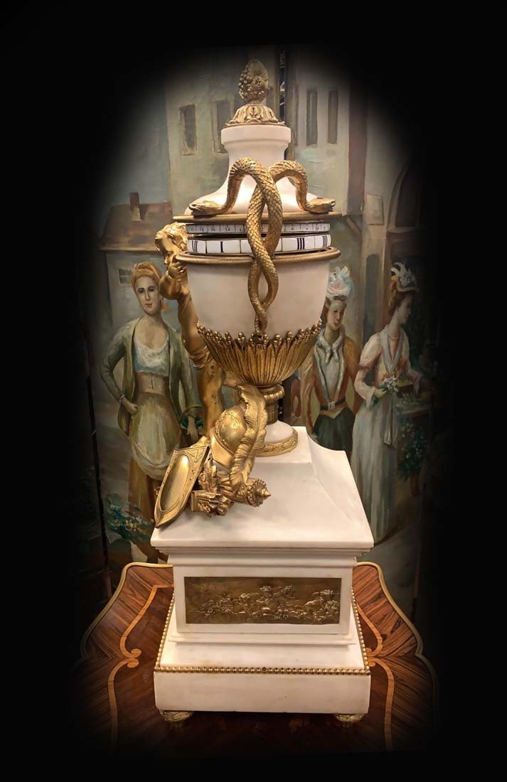 19TH C. LOUIS XVI GILT BRONZE & MARBLE ROTARY CLOCK - 9