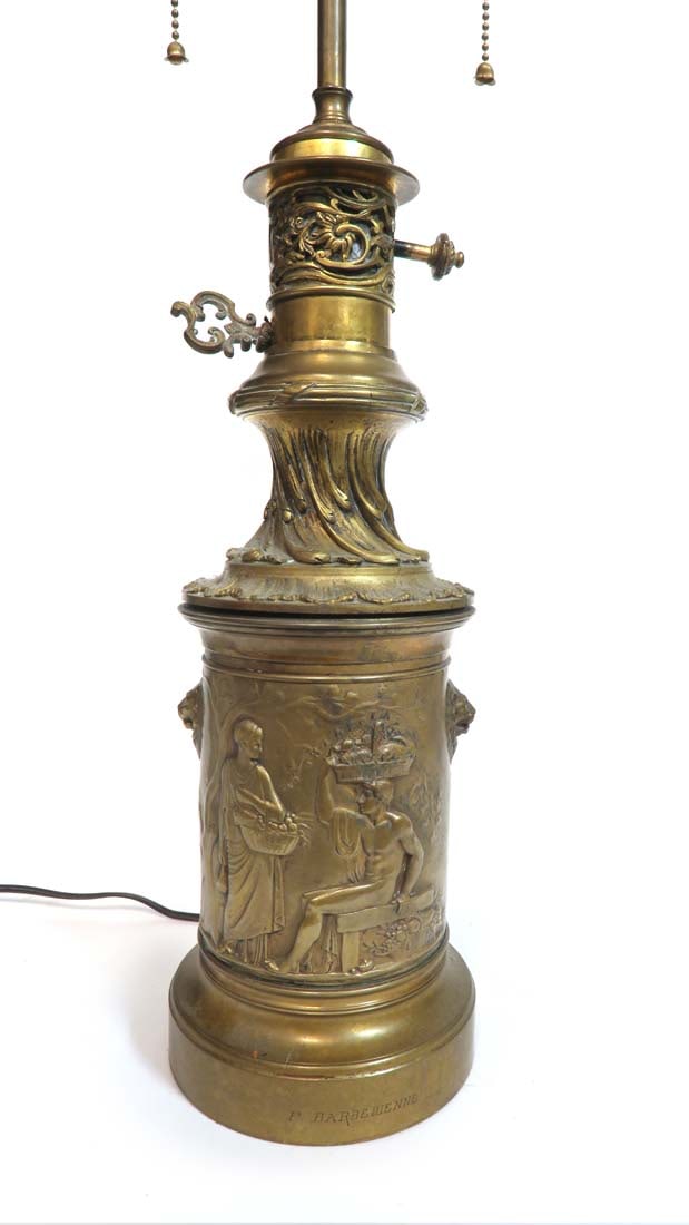 19th C French Ferdinand Barbedienne Bronze Lamp, Signed - 3