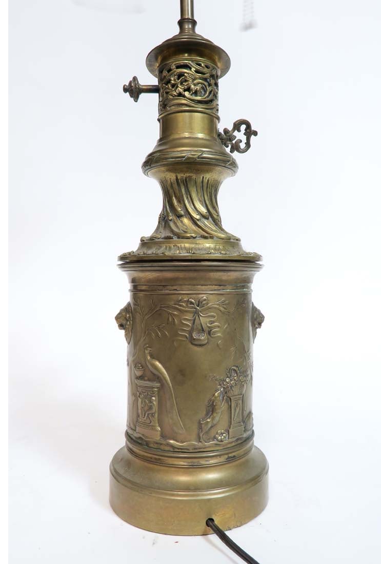 19th C French Ferdinand Barbedienne Bronze Lamp, Signed - 4
